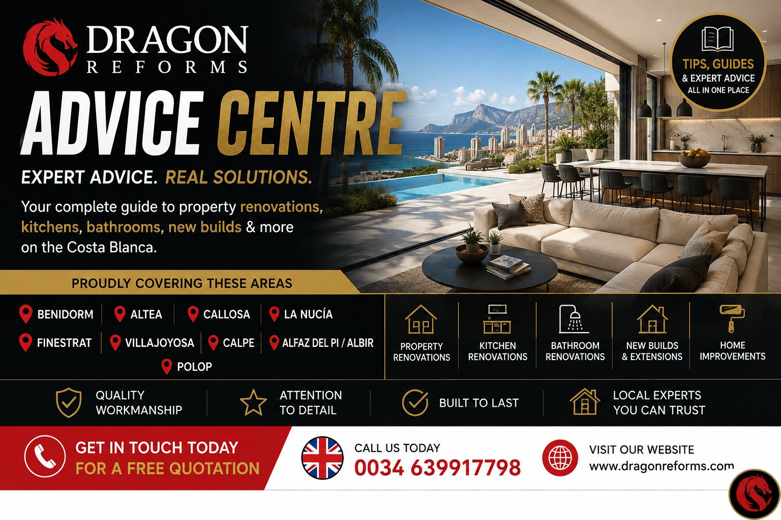 Dragon Reforms Advice Centre — expert property renovation advice for homeowners across the Costa Blanca