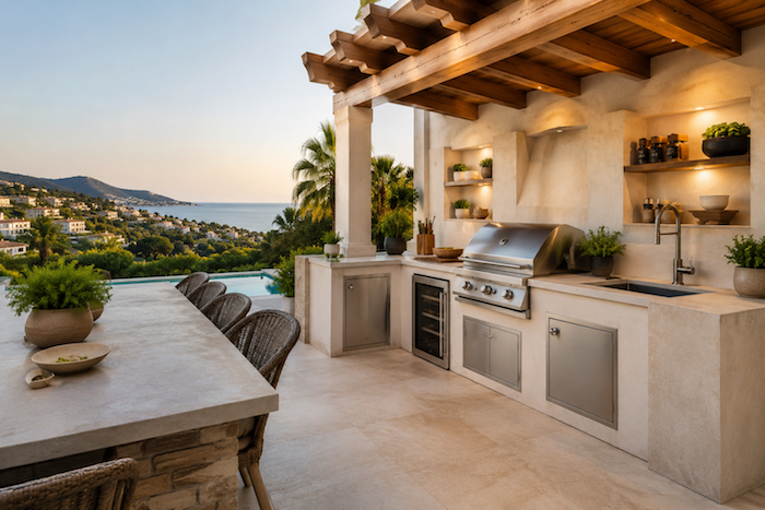 Transform your outdoor space into a stunning Costa Blanca entertainment area with a bespoke outdoor kitchen. Perfect for hosting family and friends, our outdoor kitchens combine premium materials, built-in BBQs, preparation areas, storage, and stylish seating to create the ultimate Mediterranean living experience. Designed to complement your home and make the most of the Costa Blanca sunshine, our custom outdoor kitchens are both practical and luxurious. Contact us today for a free design consultation and quote.